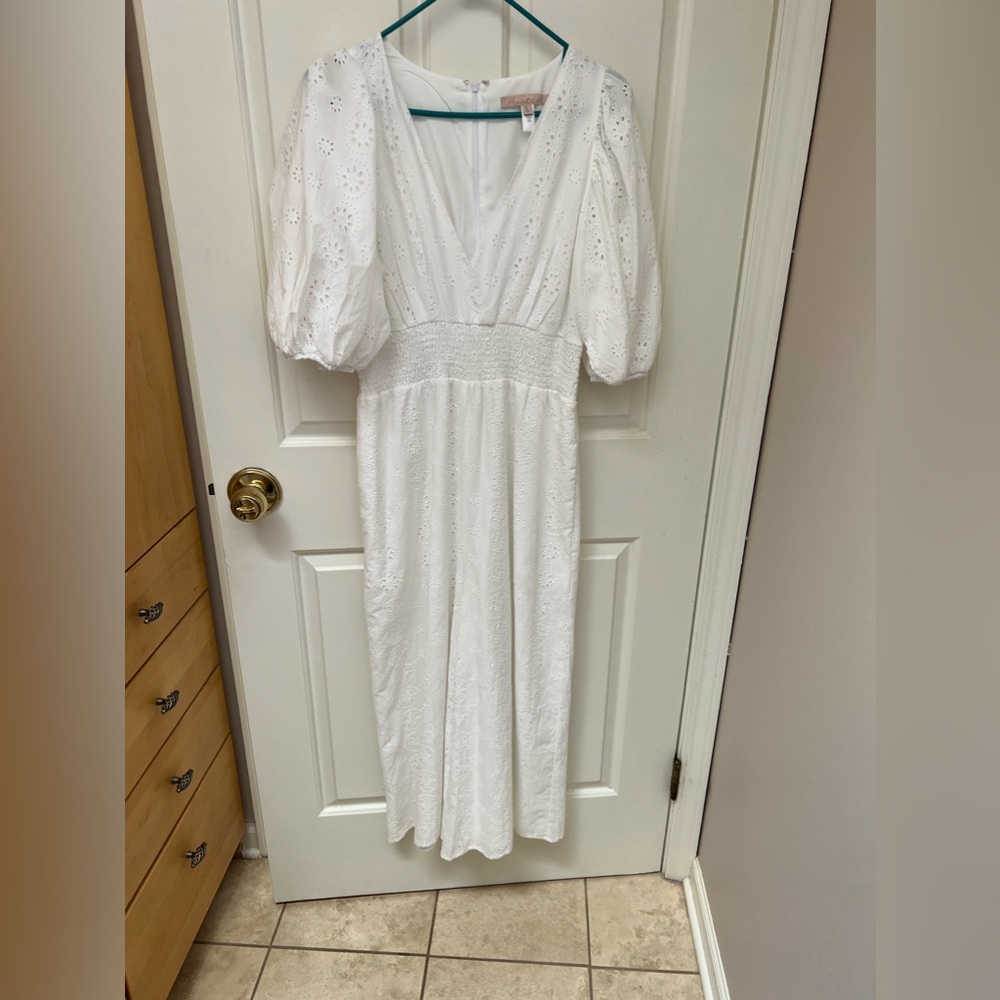 Anthropologie Hutch Smocked Waist Eyelet Jumpsuit NWT Size Large